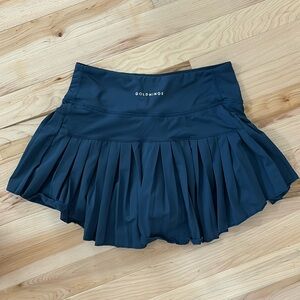 gold hinge navy blue pleated skort